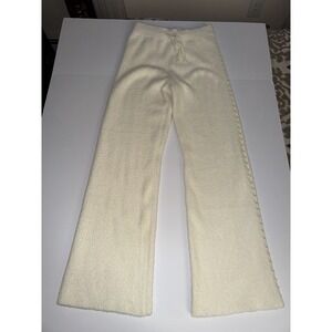 Classic Concepts Women Large Cream Plush Lounge Pants Comfy Studded Bead NWT